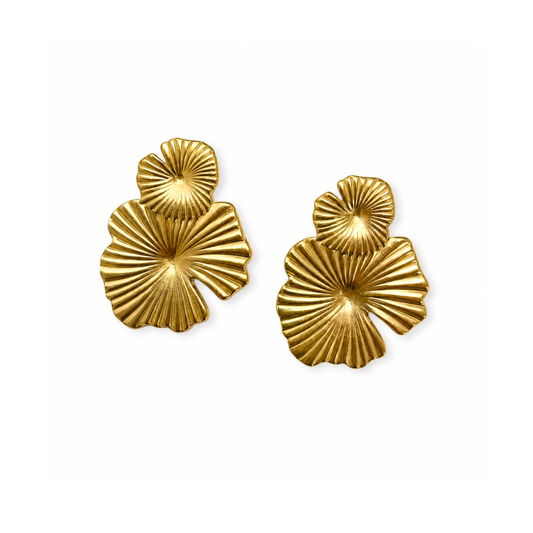 Gold Large Ginkgo Leaf Earring