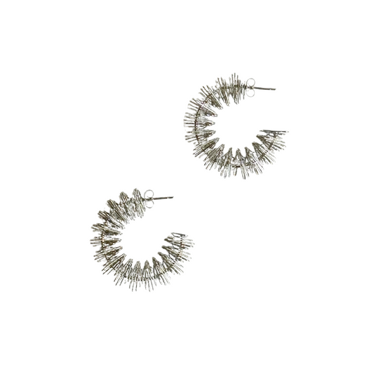 Silver Spiral C-Shape Hoop
