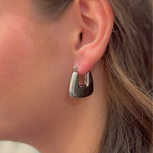 Silver Wide U- Shape Hoop