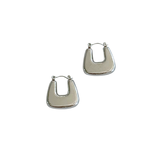 Silver Wide U- Shape Hoop
