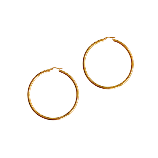 Large Gold Leverback Tube Hoop- 2.5"