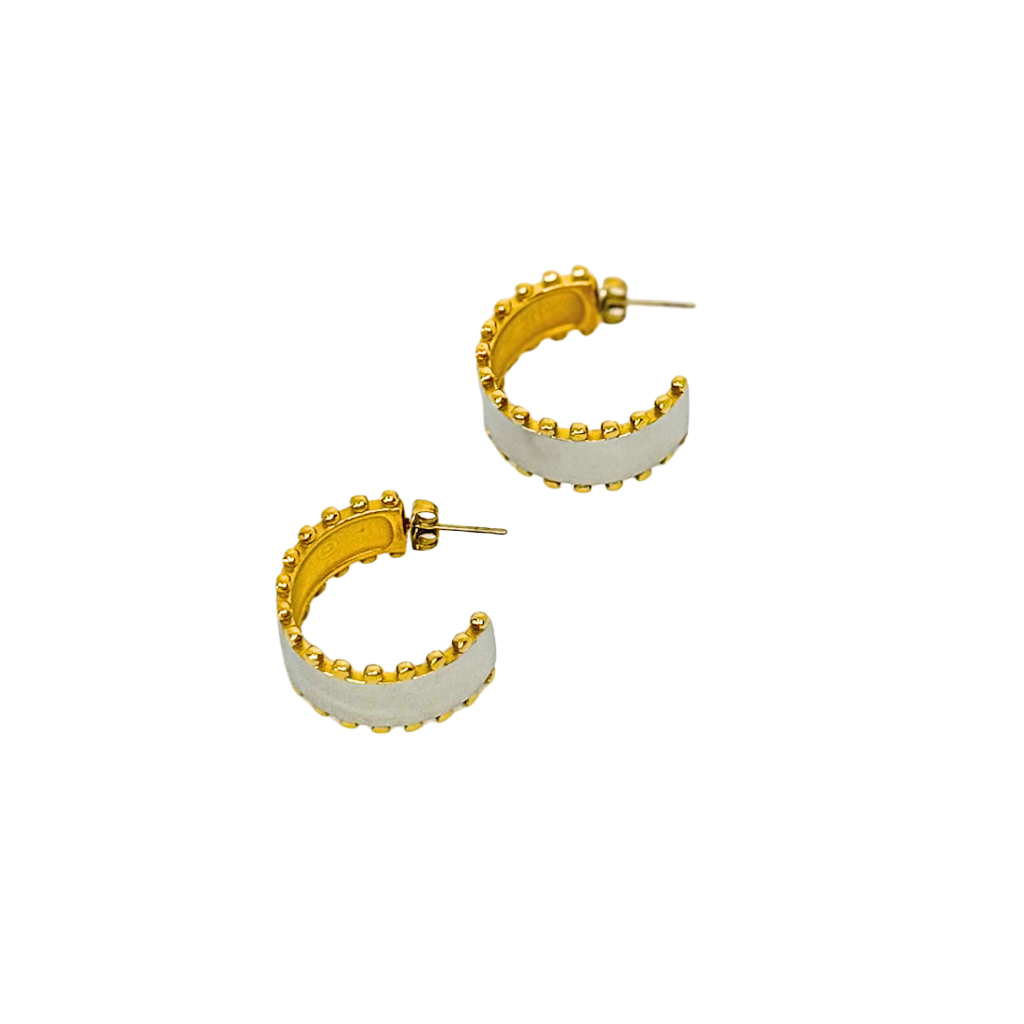 Two-Tone Wide C-Shape Hoop