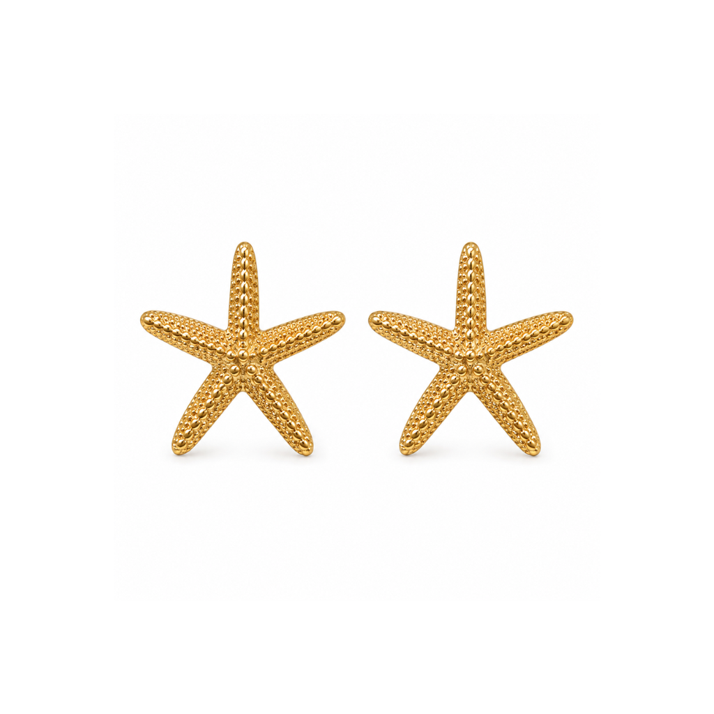 Large Gold Starfish Earring