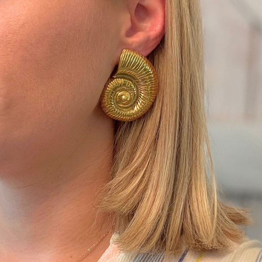 Large Gold Shell Earring