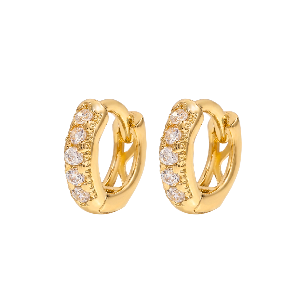 Gold Mini Cubic Zirconia Huggie