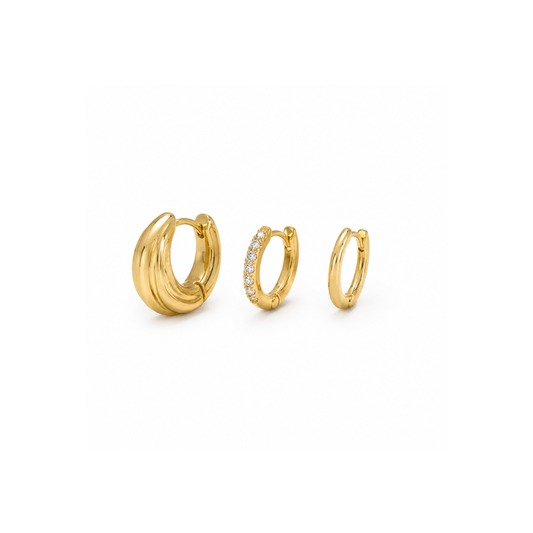 Set of Three Small Gold Huggies
