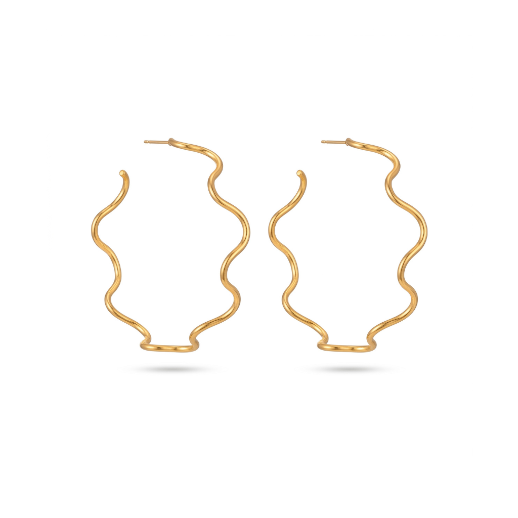 Gold Wave Hoop- 2.25"