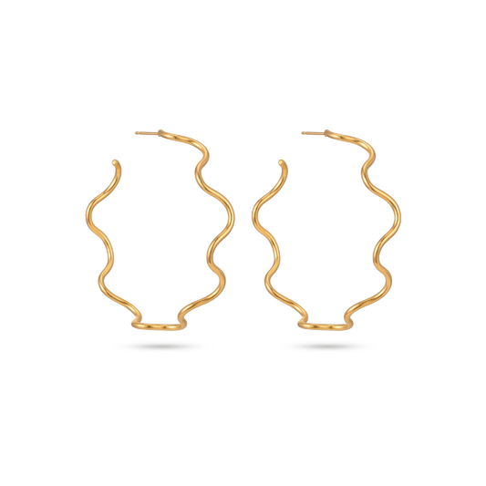 Gold Wave Hoop- 2.25"