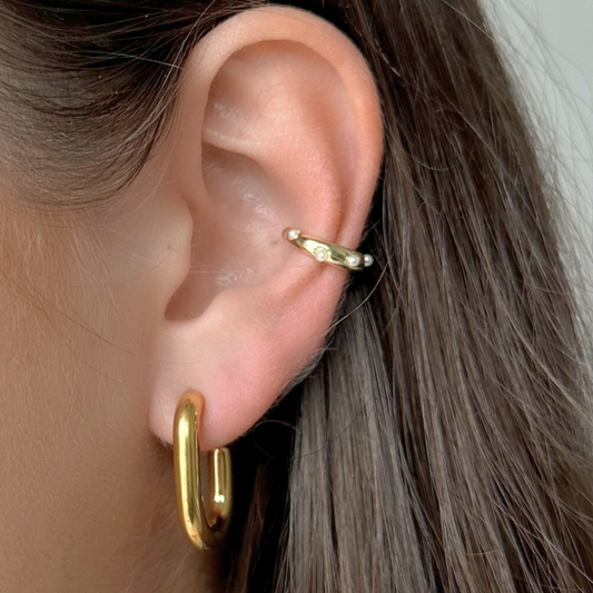 Small Gold Pearl Ear Cuff