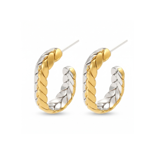 Small Two-Tone Braided U-Shape Hoop