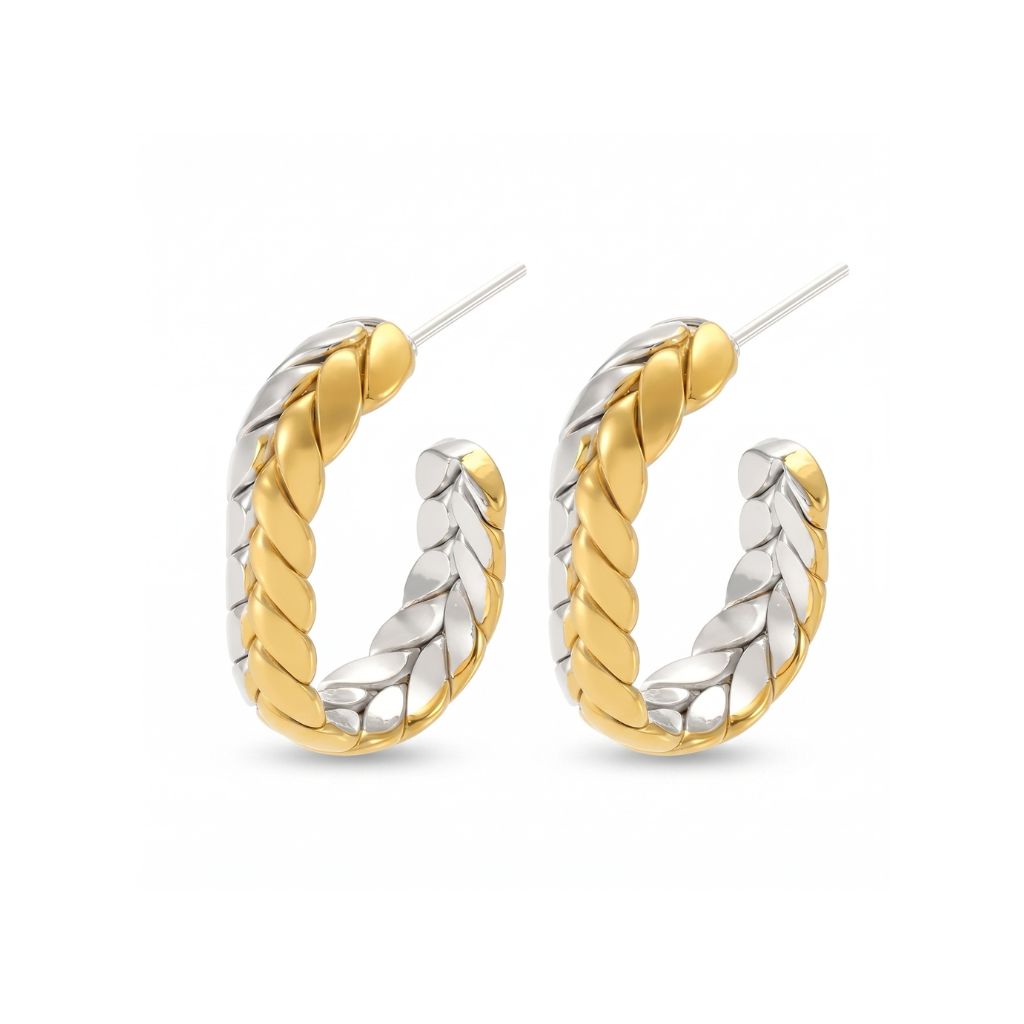 Large Two-Tone Braided U-Shape Hoop