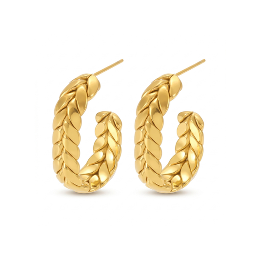 Small Gold Braided U-Shape Hoop