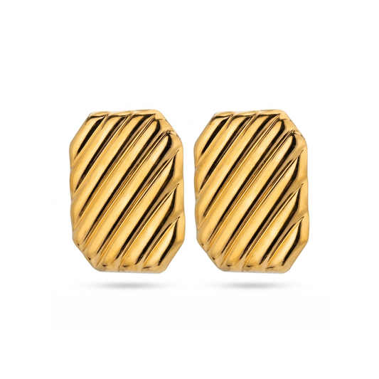 Large Gold Button Earring