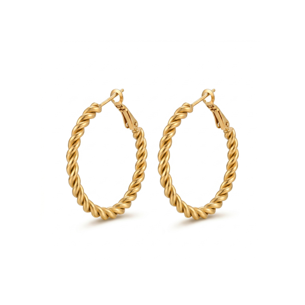 Gold Twist Hoop (35mm)