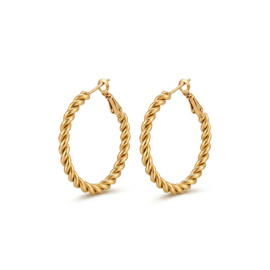 Gold Twist Hoop (35mm)