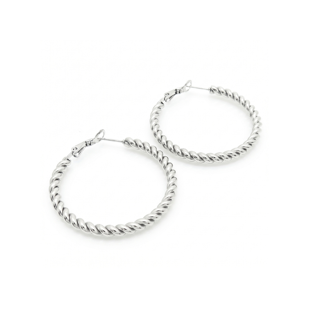 Silver Twist Hoop (35mm)