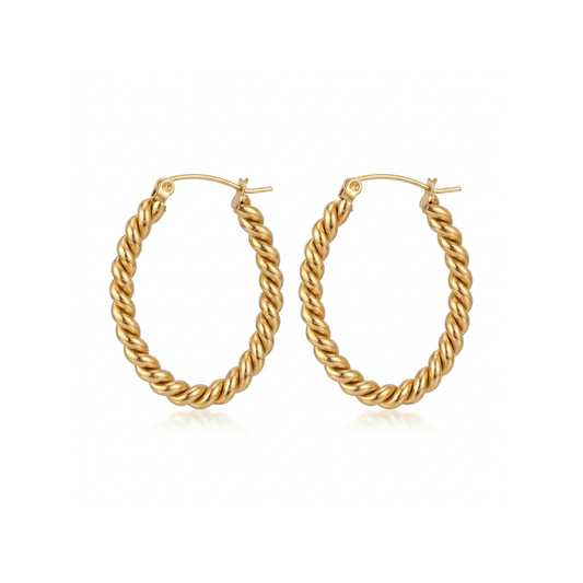 Large Gold Oval Twist Hoop