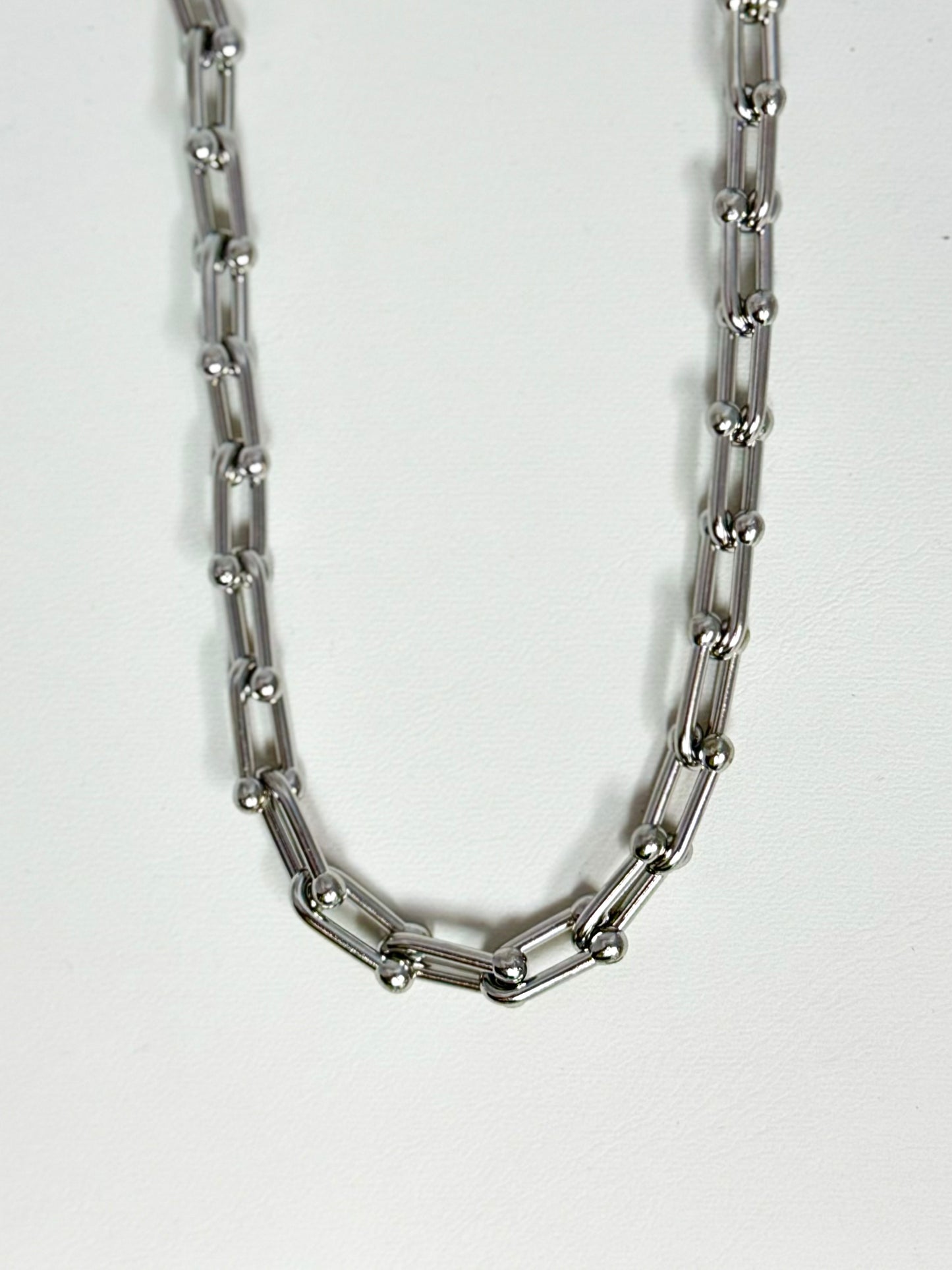 Silver Bead Link Necklace