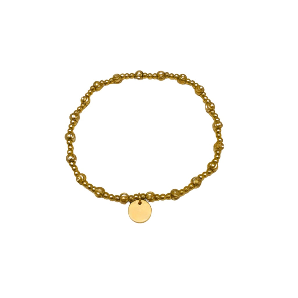 3mm Gold Bead and 4mm Gold Textured Bead Bracelet