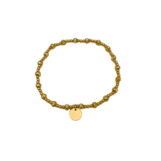 3mm Gold Bead and 4mm Gold Textured Bead Bracelet