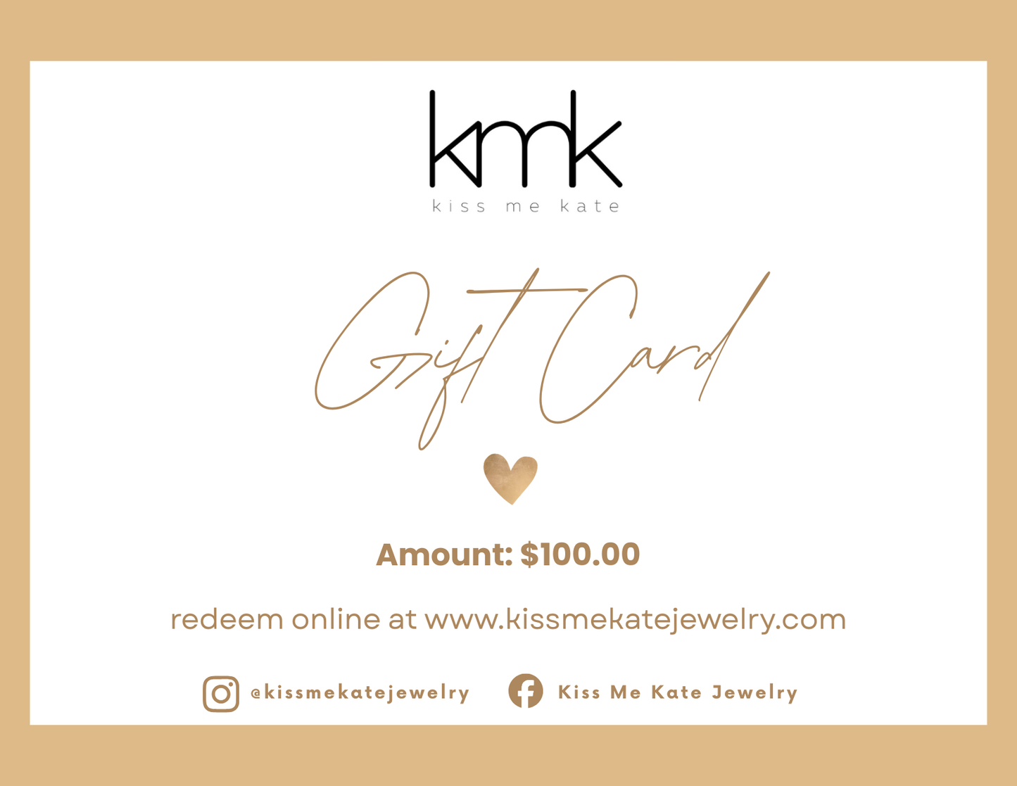 Kiss Me Kate Gift Card
