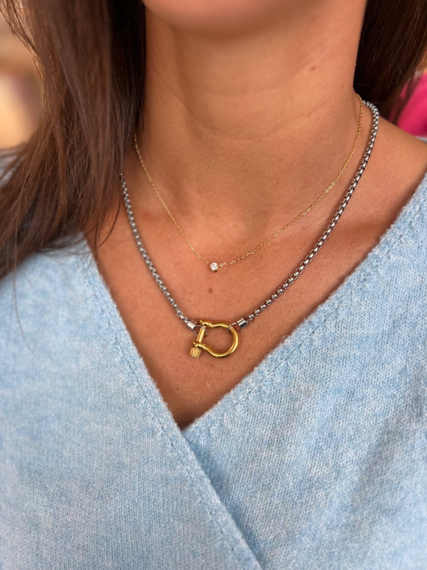 Gold Bezel Set Cubic Zirconia Necklace