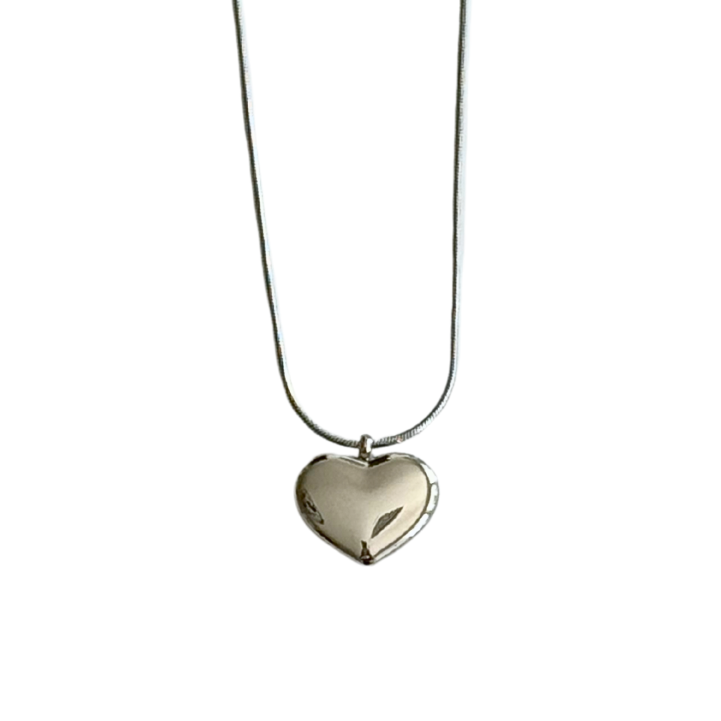 Silver snake chain with small heart charm necklace