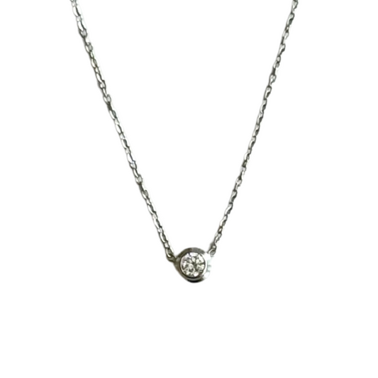 N125 Silver Bezel Set CZ Necklace