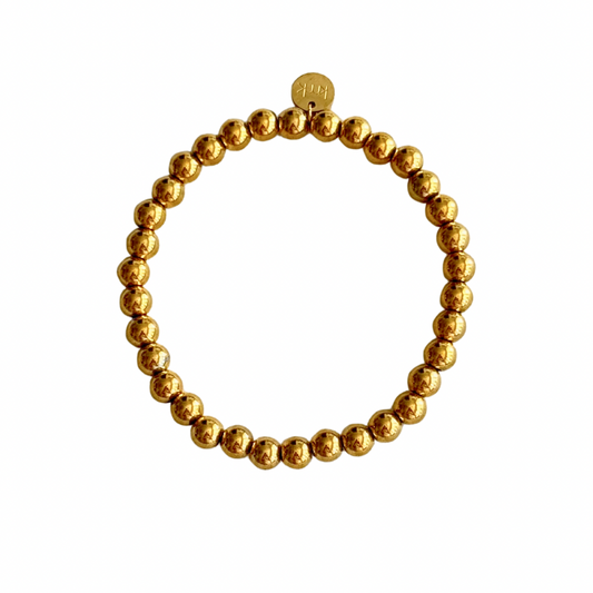 6mm Gold Bead Stretch Bracelet