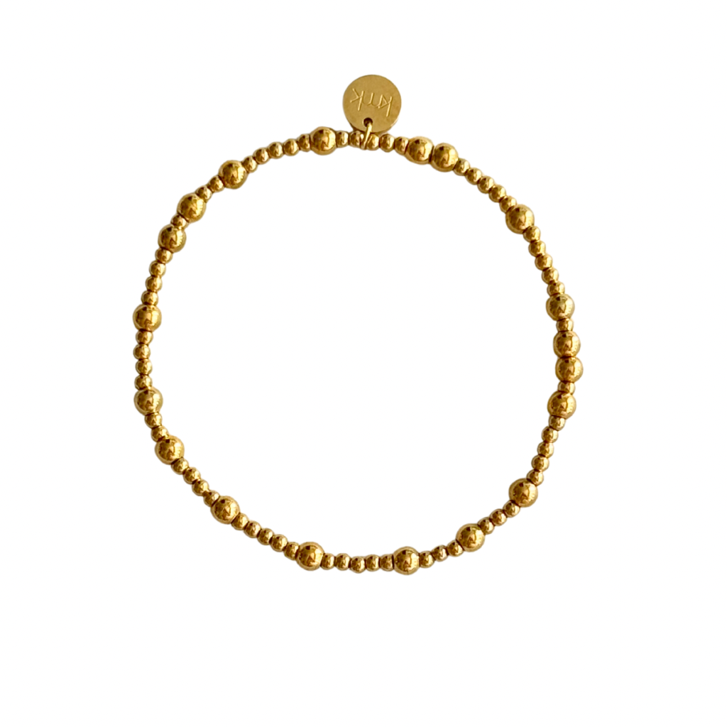 2mm & 4mm Gold Bead Stretch Bracelet