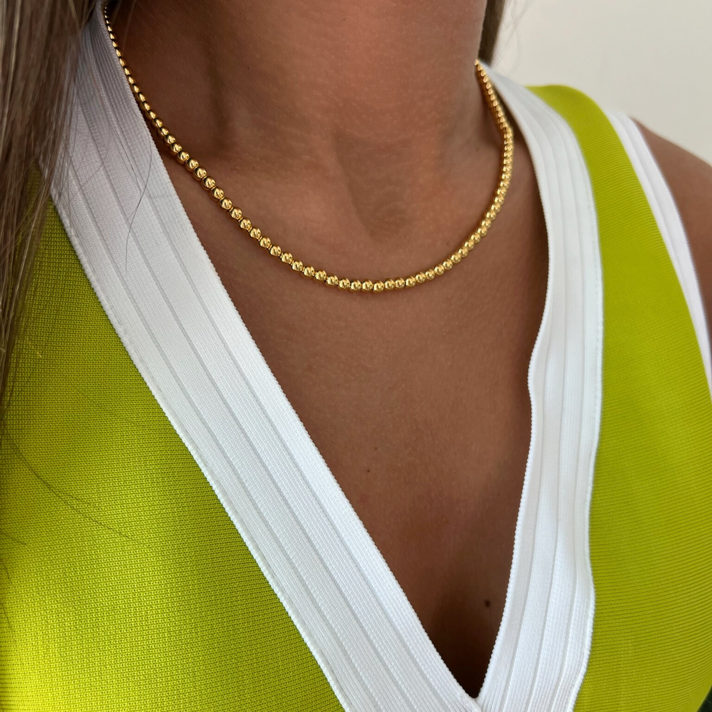 4mm Gold Bead Necklace