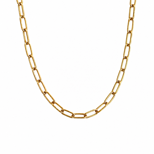 Gold Paperclip Necklace 16"