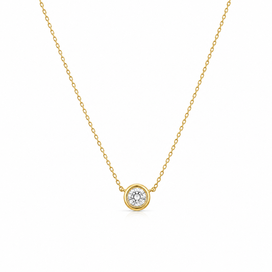 Gold Bezel Set Cubic Zirconia Necklace