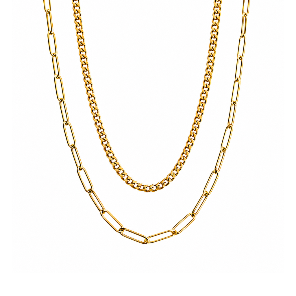 Two-Strand Paperclip Chain Necklace
