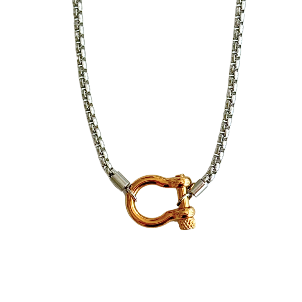 Silver Chain with Gold Horse Bit Necklace