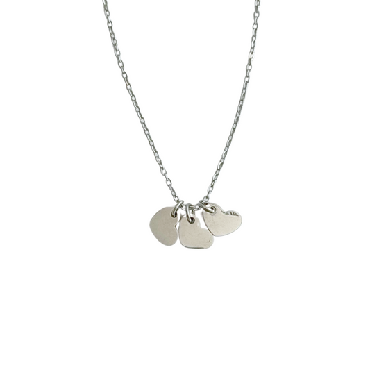 Silver necklace with three heart charms