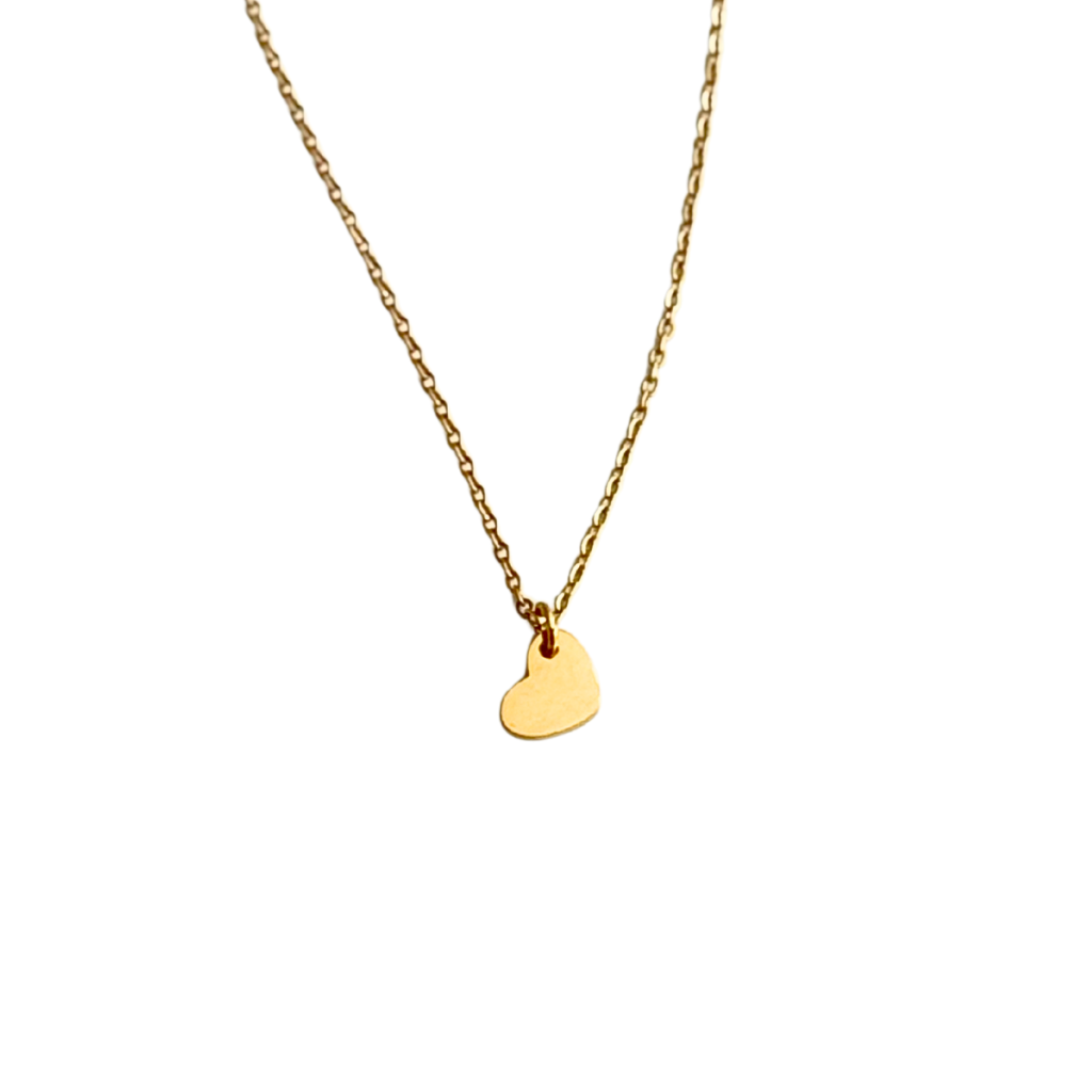 Gold necklace with single heart charm