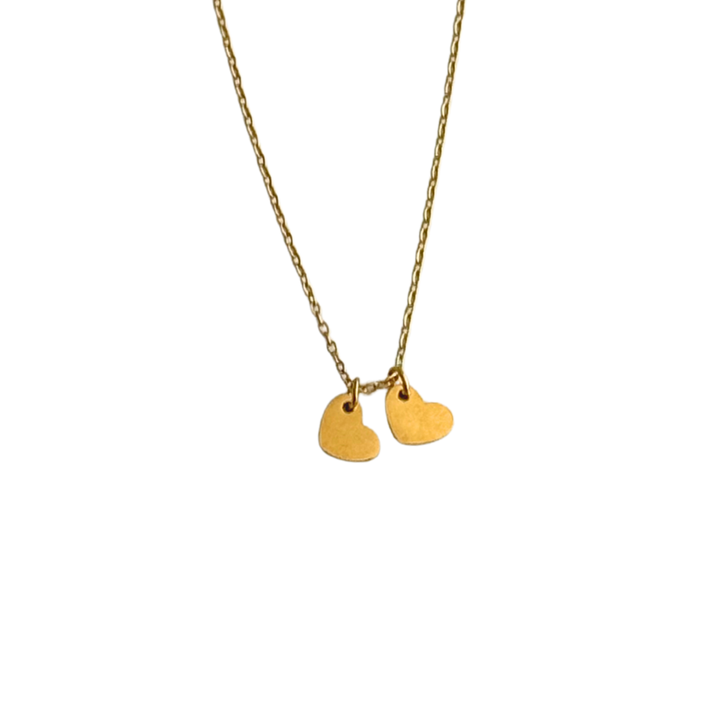 Gold necklace with two heart charms