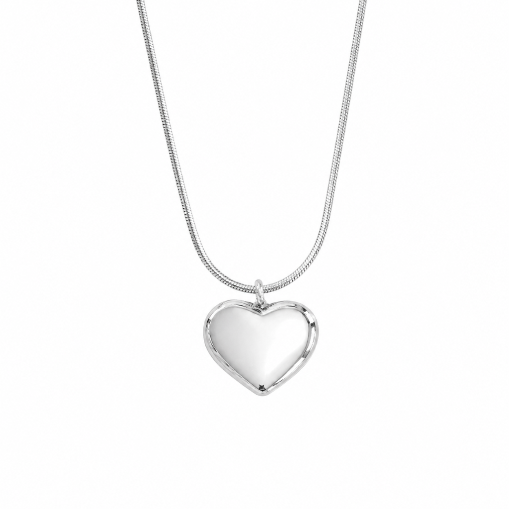 Silver snake chain with small heart charm necklace