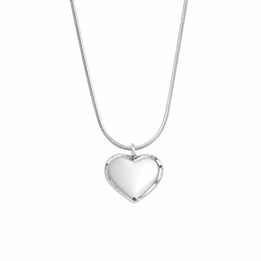 Silver snake chain with small heart charm necklace