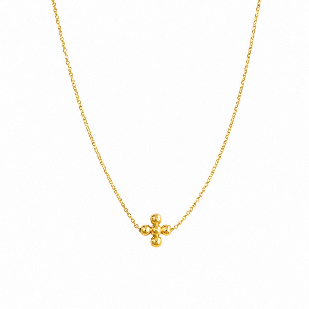 Gold Bead Cross Necklace