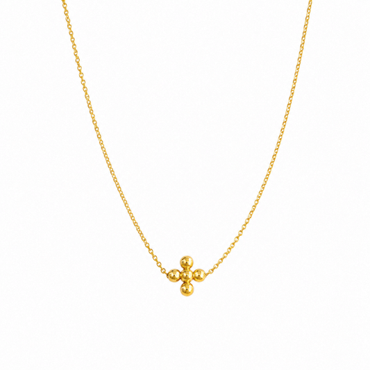Gold Bead Cross Necklace