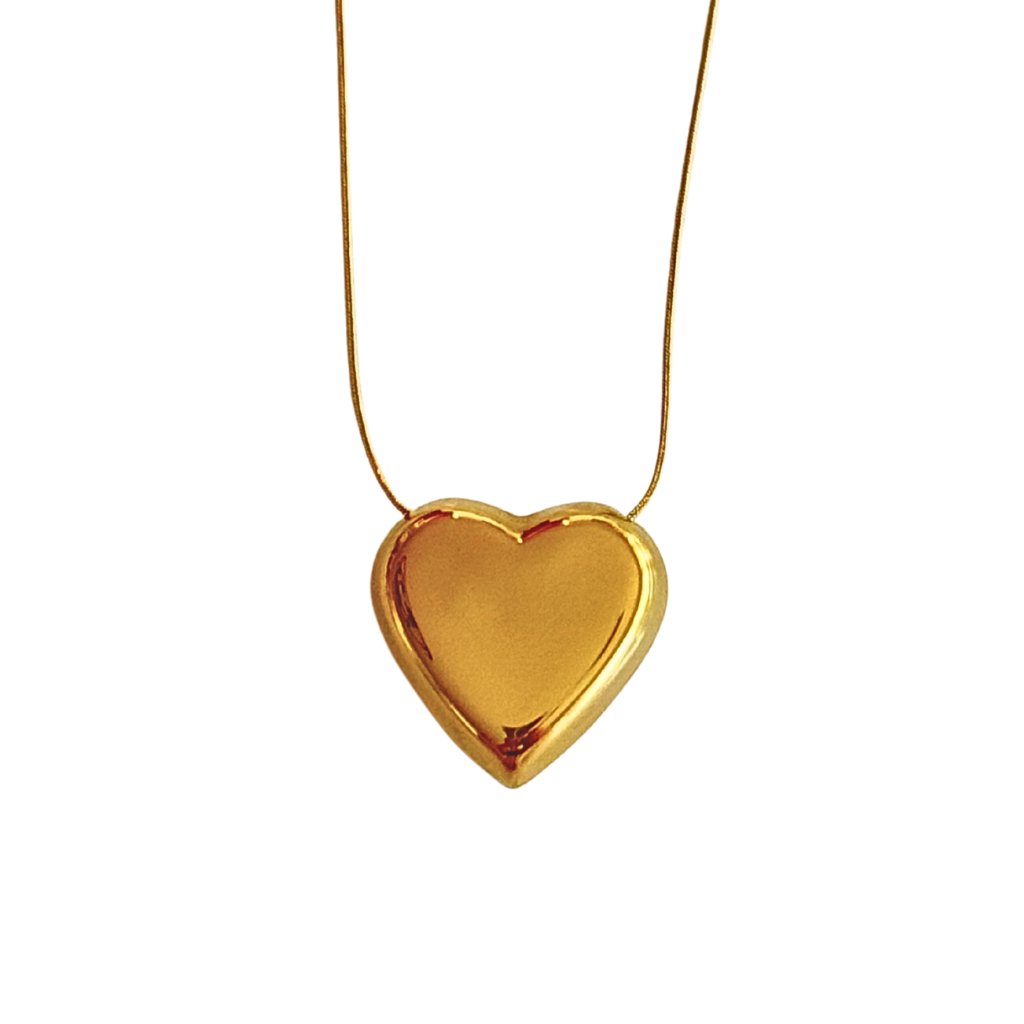 Gold Puff Heart Necklace