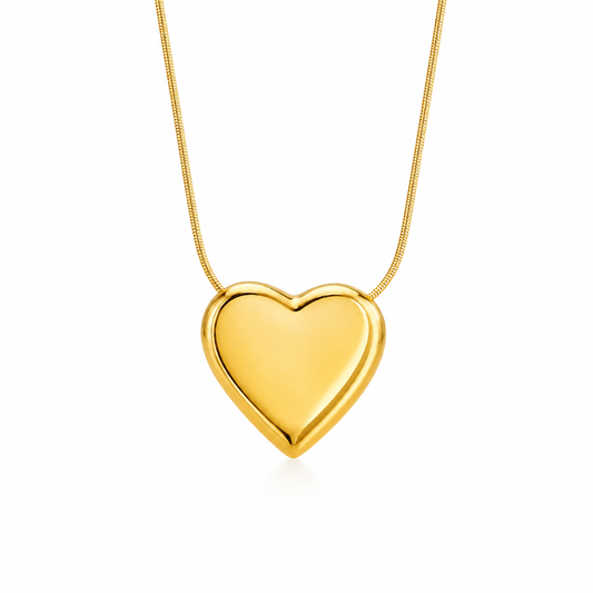 Gold Puff Heart Necklace