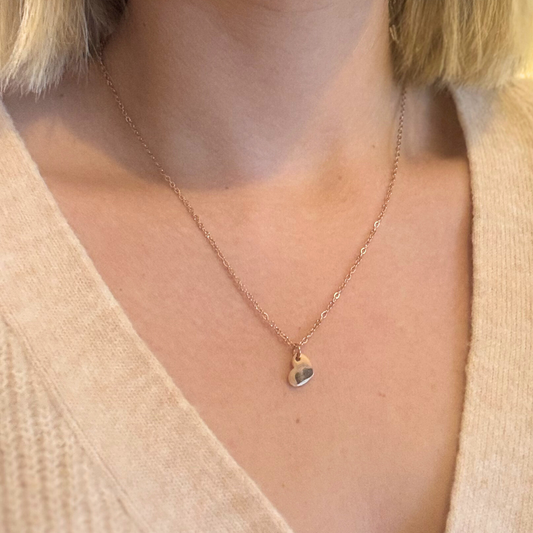 Rose Gold Necklace with Single Heart Charm