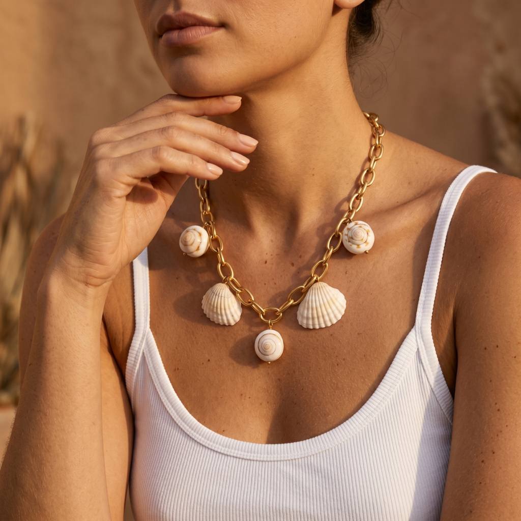 Gold Shell Charm Necklace