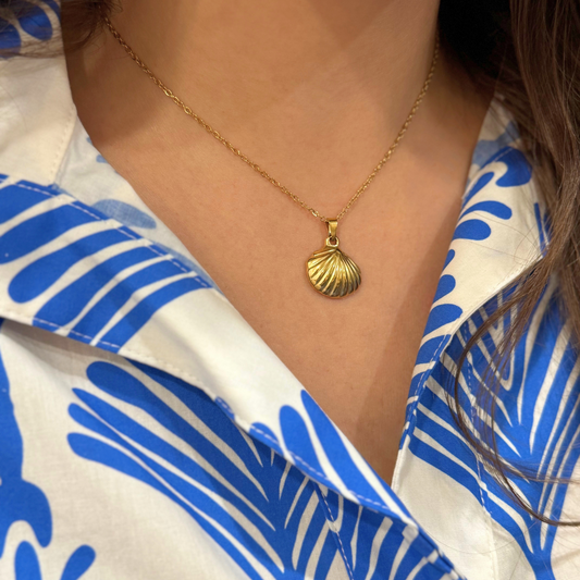 Gold Chain with Small Shell Pendant Necklace