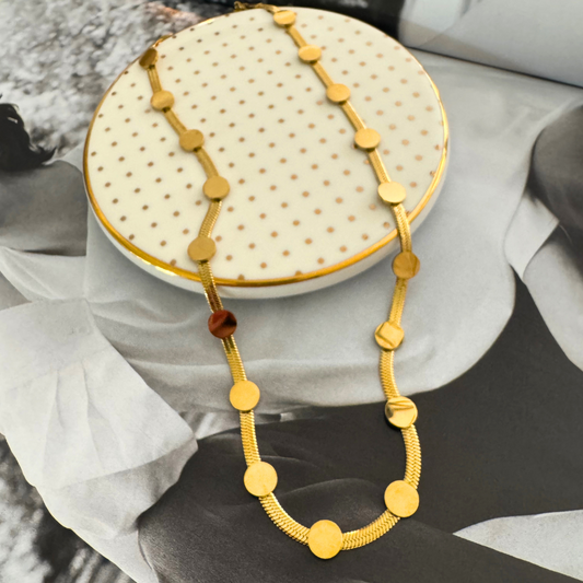 Gold Disc Station Necklace