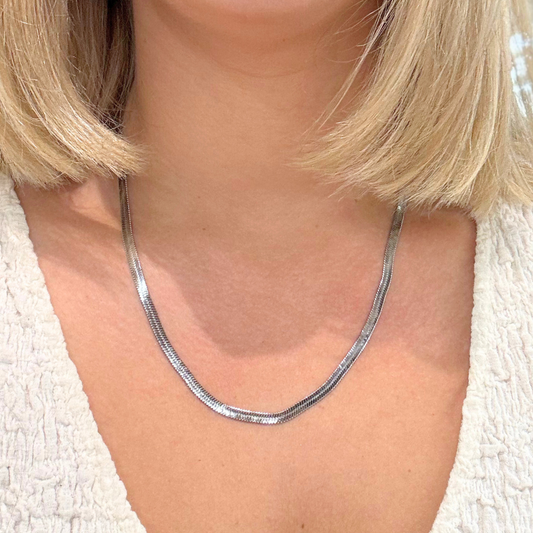 4mm Silver Herringbone Chain Necklace