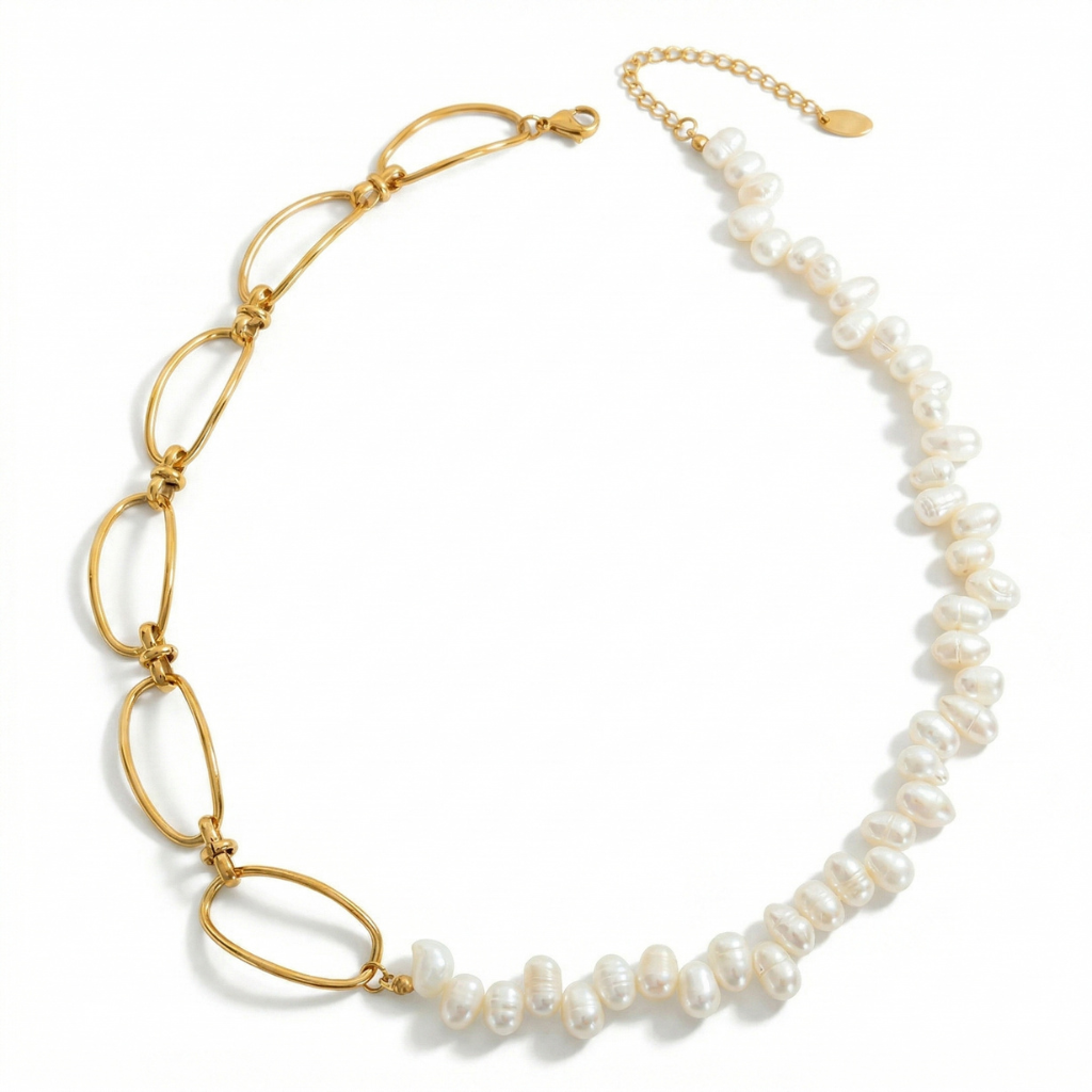 Freshwater Pearl & Gold Chain Choker